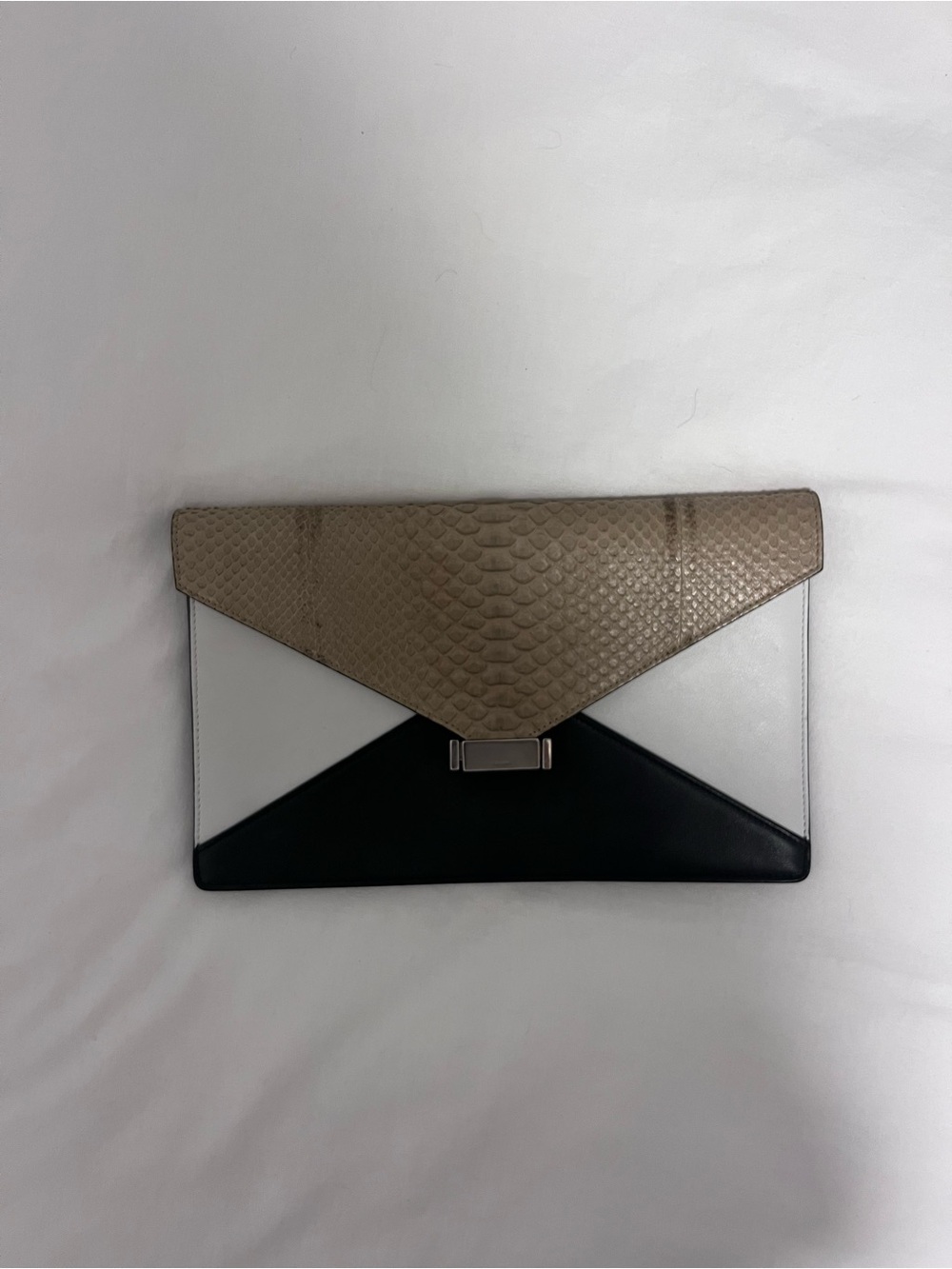 Celine Tricolor Envelope Clutch - Taupe, White & Black
